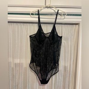 Black Lace & Mesh Strappy Bodysuit